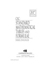 Standard Mathematical Tables And Formulae 31st Edition