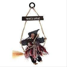 Halloween hanging & wall decor what we love about halloween hanging and wall decor is that it helps fill in all those harder to fill spaces. Baivit Halloween Door Hanging Retro Witch Hanging Ornaments Broom Haunted House Ghos Halloween Hanging Witch Hanging Ghosts Scary Halloween Decorations Outdoor