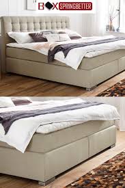 Schlafzimmer Modern Einrichten Mit Dem Matai Boxspringbett In Beige Gestepptes Kopfteil Und Bettfusse Wahlweise In Chrom Oder H Boxspringbett Bett Schlafzimmer