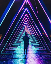 Again This Year The Impressive Light Installation The Wave Is Part Of Frostcph And Again It S Popular With Every Cop Light Installation Synthwave Art Waves