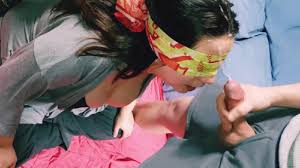 Blindfolded step mom ended up sucking step sons cock.She thought it was  husbands cock!!