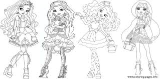 On this page there are many beautiful coloring pages for girls with the main characters: Cedar Wood Raven Queen Madeline Hatter Cerise Hood Ever After High Coloring Pages Printable