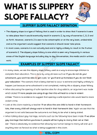 Slippery Slope Fallacy Definition And Useful Examples Of Slippery Slope 7 E S L In 2020 Fallacy Examples English Writing English Lessons
