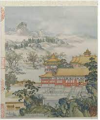 chen mei 陈枚 清陈枚 圆明园山水楼阁图册 清陈枚圆明园山水楼阁图册１２页纵31cm 横25 3cmｘ１２页 陈枚在绘画上受到郎世宁的影响 运用了一些西洋的透视画法 表现出物 chinese painting