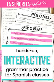 Por Y Para Spanish Sorting Activity And Worksheets In 2020 Sorting Activities Spanish Students English Sentences