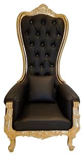 Black And Gold Accent Chair Queen Throne High Back Chair In Black Leather Gold Frame High Back Chairs Oversized Chair Living Room Comfortable Living Room Chairs