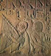 Egyptian harp music in front of pyramids