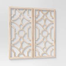 Set Of 2 Wood Lattice Wall Hanging Brown Threshold In 2021 Lattice Wall Carved Wood Wall Art Beautiful Wall Decor