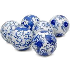 Oriental Furniture Oriental Furniture 3 In Blue And White Decorative Porcelain Ball Set Bw Ball2 Blu The Home Depot Oriental Furniture Blue And White Decorative Accessories