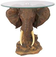 Bloomsbury Market Argimiro Earl Houghton S Trophy Elephant End Table Wayfair Glass Top Side Table Glass Top End Tables Animal Decor
