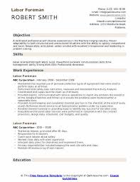 labor foreman resume samples qwikresume