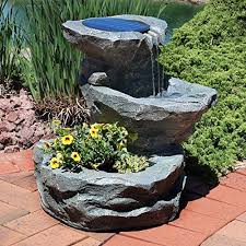 Amazon Com Sunnydaze Solar Garden Outdoor Water Fountain With Planter 19 Inches Includes Solar Pum Water Fountains Outdoor Solar Fountain Fountains Outdoor