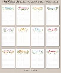 Floral Watercolor Birthday Calendar Birthday Calender Birthday Calendar Watercolor Birthday
