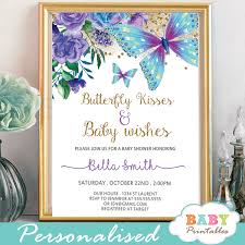 Purple And Turquoise Butterfly Baby Shower Invitations D232 Baby Printables