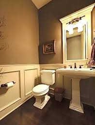 Check spelling or type a new query. Day 17 Add Some Wainscoting To Your Home Traditional Powder Room Brown Bathroom Ideas Brown Bathroom