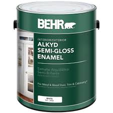 Behr 1 Gal White Alkyd Semi Gloss Enamel Interior Exterior Paint Interior And Exterior Painting Metal Doors Exterior Paint