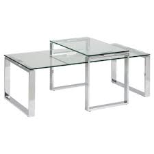 Faux marble nesting coffee tables: 2 Piece Manhattan Clear Glass Top Nesting Coffee Tables Set Temple Webster
