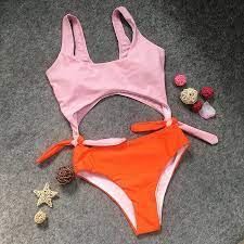 Pink Orange One Piece Swimsuit 3 500jmd Bikinis Swimsuits Cheeky Swimsuits