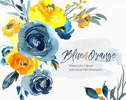 Watercolor Flower Clipart Blue Orange Flowers Roses Winter Floral Aquarelle Digital Download Clip Art Watercolour Free Commercial Use Png In 2020 Flower Drawing Floral Watercolor Watercolor Flowers