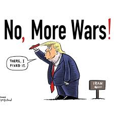 The peace president just bombed Iran. 🎨 by @slyngstad_cartoons #iran #war # trump #politicalcartoon #politicalcartoons #peace
