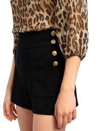 Alice + olivia women's laurine paper bag cargo shorts 64 off comparable value 250. Alice Olivia Synthetic Donald Gold Button Shorts In Black Lyst