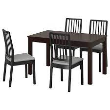 laneberg ekedalen table and 4 chairs brown black light gray ikea black kitchen table painted seating chair