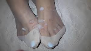 Sexy white toenails show through tan stockings - Feet9