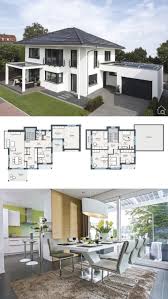 Stadtvilla Modern Grundriss Mit Garage Walmdach Bauen Haus Design Ideen Mit Putz Fassade Weiss Haus Design Stadtvilla Haus Grundriss