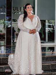 Romantic Plus Size Bride In A Classy Floral Full Lace Blush Wedding Gown From Studio Levana Simple Wedding Dress Short Wedding Dresses Blush Wedding Gown