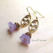 Lavender Flower Earrings Long Earrings Bridesmaid Earrings Etsy Bridesmaid Earrings Etsy Flower Earrings Flower Accessories