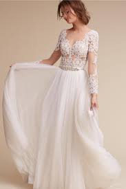 Boho Wedding Dresses 2017 Bhldn With Illusion Neck Ivory Lace Organza A Line Head Turning Vestido De Bhldn Wedding Dress Wedding Dress Organza Bridal Bodysuit
