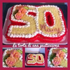 Torta Per 50 Anni Con Rose In Pasta Di Zucchero Torte Pasta Di Zucchero Pasta