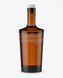 Amber Liquor Bottle W Bung Mockup Front View In Bottle Mockups On Yellow Images Object Mockups
