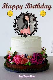 1 picture · created by amorossa. Happy Birthday Floral Cake Topper With Name And Photo Frame