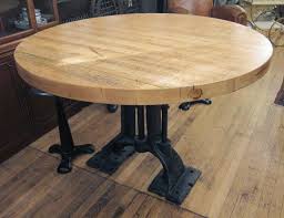 Refurbished Round Butcher Block Table With Heavy Cast Iron Base Image Kitchen Islands Seating Home Design Ideas