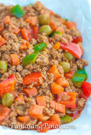 Pork Giniling Kaldereta Recipe Panlasang Pinoy One of the best free online pinoy food and filipino style recipes in the philippines. pork giniling kaldereta recipe