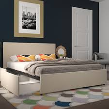 Fabric wingback upholstered platform bed, queen, grey. Amazon Com Novogratz Kelly Bed With Storage Queen Dark Gray Linen Furniture Decor