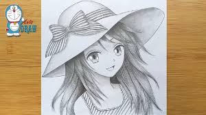 Draw two circles as guides for the lion's body. How To Draw Anime Girl With Hat Manga Girl Pencil Sketch Paintingtube