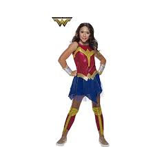 Das kostüm besteht aus ein kleid, ein stirnband, ein gürtel und armschoner.das obere hälfte des kleid ist rot. Wonder Woman Kostum 1984 Deluxe Fur Madchen