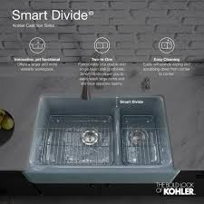 We did not find results for: Kohler Whitehaven Smart Divide Self Trimming Farmhouse Apron Front Cast Iron 36 In Double Bowl Kitchen Sink In White K 6427 0 The Home Depot