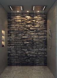 Stone Bathroom With Rainfall Ceiling Shower By Architizer Master Bathroom Shower Top Bathroom Design Rustic Bathroom Designs