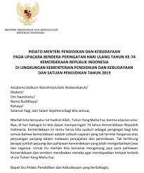Menteri pendidikan dr maszlee malik melawat sekolah bersempena hari pertama bagi pelajar tahun 1 bagi sesi persekolahan 2019. Teks Pidato 17 Agustus 2019 Gambar Ngetrend Dan Viral