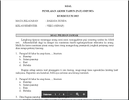 Soal Dan Kunci Jawaban Pat Bahasa Sunda Kelas 8 Kurikulum 2013 Soal Pelajaran