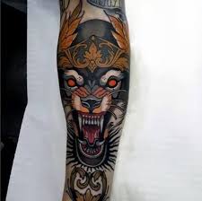 40 Neo Traditional Wolf Tattoo Ideas For Men Wild Designs Wolf Tattoos Wolf Tattoo Tattoos