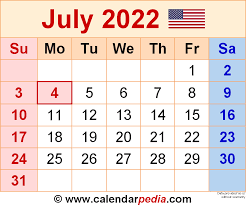 July 2022 Calendar Templates For Word Excel And Pdf