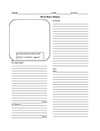 Write a perfect tribute with samples & examples. Obituary Template Worksheets Teaching Resources Tpt