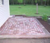 We combined brick and flagstone with a decorative pebble mosaic in a floral pattern to create a showstopping backyard feature. Herringbone Brickwork Setting Out Brick And Cinder Block Patio Patterns Old Ideas Home Decor Inspirat Small Brick Patio Brick Paver Patio Reclaimed Brick Patio
