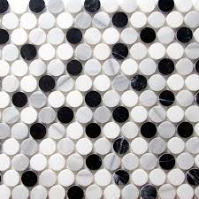 Marble Penny Round Mosaic Tile Sample Black White Contemporary Wall And Floor Tile By Tiledaily