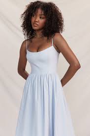 Clothing : Midi Dresses : 'Lolita' Soft Blue Corset Sundress