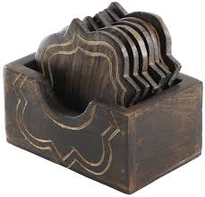 Bulk Save On Best Coasters Set Souvnear Complete 6 Drink Coasters And Holder Set Handmade Brown Wooden Hand Carv Drink Coasters Wooden Coasters Coaster Set